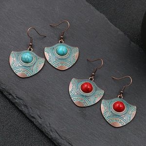 Bohemian Gem Disk Alloy Dangling Earrings